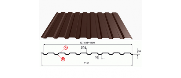 Профнастил коричневый оцинкованный  RAL 8017 С-20 купить недорого в Полурядинках