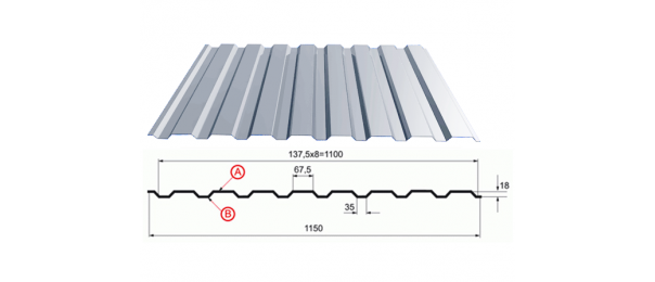Профнастил оцинкованный С-20 1100x3000 купить недорого в Полурядинках